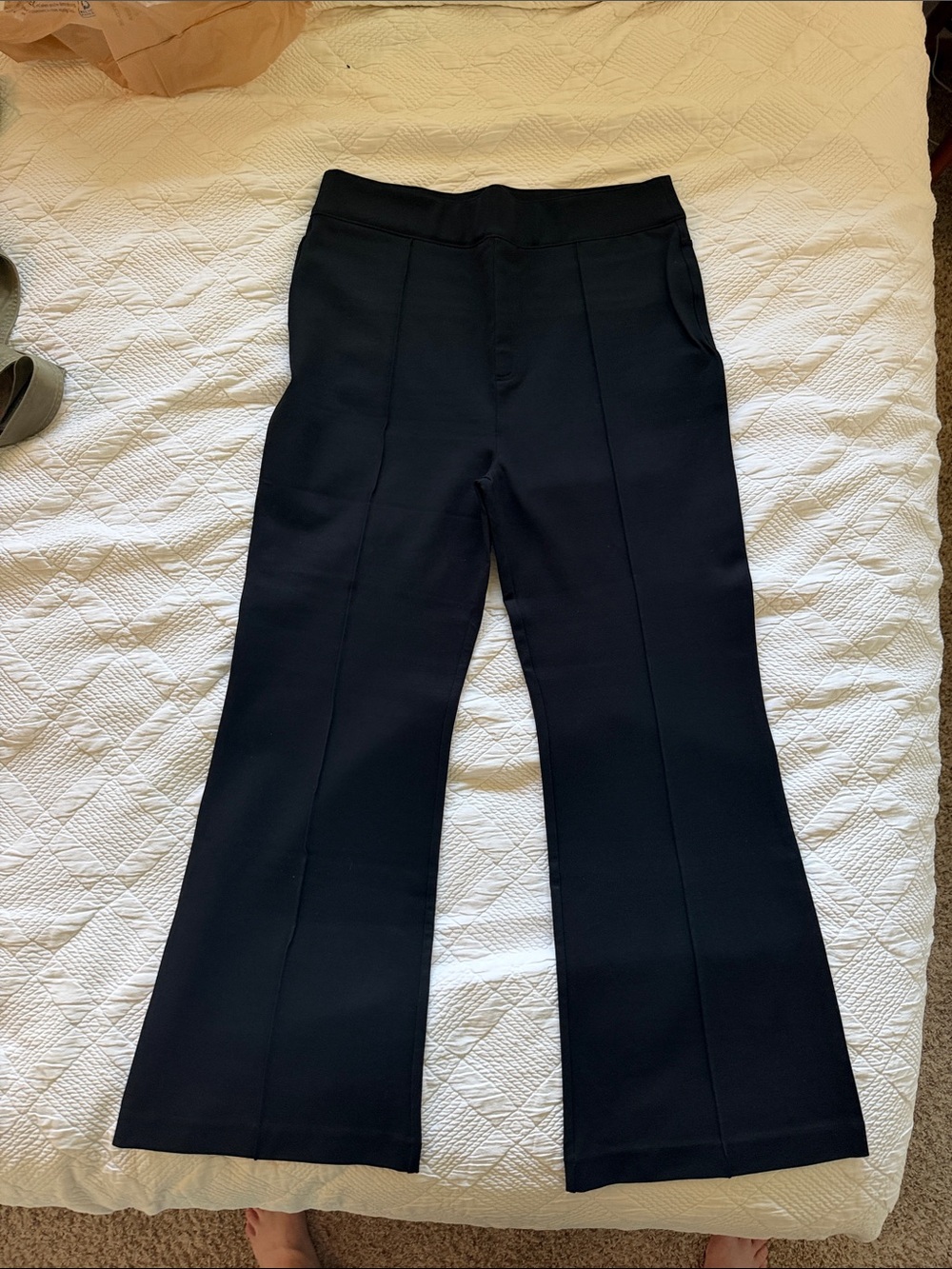 SPANX Black Flare Pants with Piping detail tall length